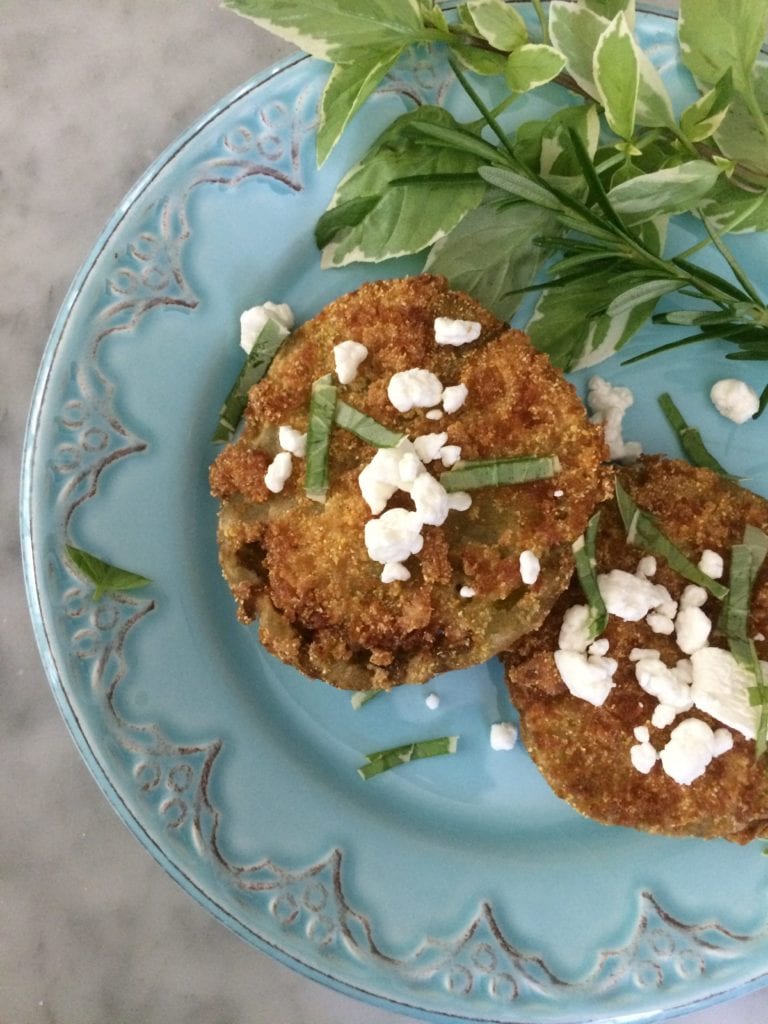 Fried Green Tomatoes with Goat Cheese & Herbs
